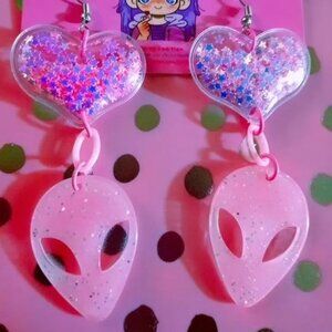 inspired kawaii alien earrings